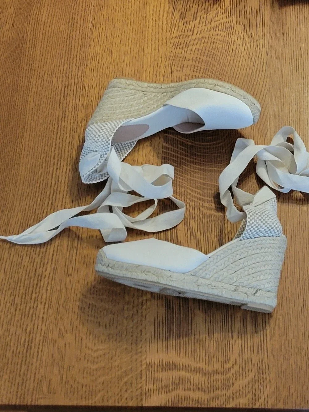 J. Crew Made-in-Spain Lace-up High Heel Espadrilles - Ivory